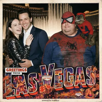 Souvenir photo — posing with Vegas street characters